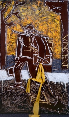 יגאל תומרקין 

וינסנט הולך לעבודה, 1987 

תבליט (אסמבלאז') על עץ לבוד 

5308-88 
