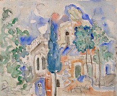 Menahem Shemi (Schmidt), 1897-1951 

Houses and Trees in Zefat, 1950  

Water colors on paper