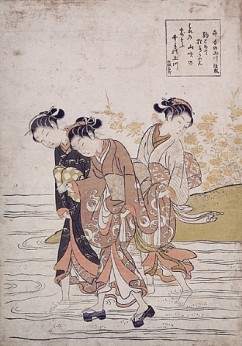 The River Ide-Tamagawa 

From the series "Six Tamagawa Rivers"  

Suzuki Harunobu (1725-1770) 

Chuban, woodblock colour print 

Ca. 1768 

28 x 19.5 cm 

  
