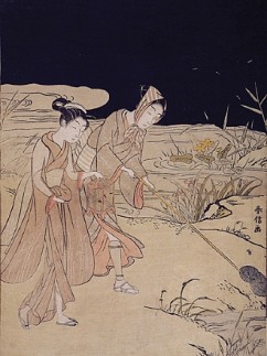 Hunting Fireflies 

Suzuki Harunobu (1725-1770) 

Signature: Harunobu ga 

Chuban, woodblock colour print 

Ca. 1767 (first edition) 

27.2 x 20.3 cm