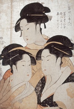 Three Beauties of Today 

Takashima-Hisa (right), Naniwaya-Kita (center), Tomimoto Toyohina (left) 
