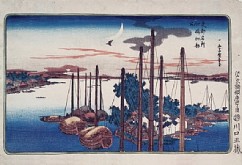 טסוקודאג'ימה, הקוקיה הראשונה בשנה 

מהסדרה "מראות מפורסמים בבירה המזרחית" (טוטו מיישו) 

אנדו הירושיגה (1858-1797) 

חתימה: איצ'יוסאי הירושיגה גא 

מו"ל: קאוואגוצ'יה שוזו, שואיידו 

חותם הצנזור: קיוואמה 

אובאן, הדפס עץ צבעוני 

1831 

22.2‏ x‏ 36.1‏ ס"מ 

  

קול הקוקיה נשמע לראשונה בשנה באדו בחודש מאי.
