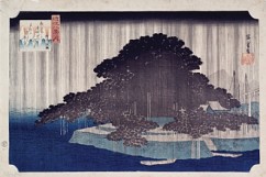 Night Rain at Karasaki (Karasaki no yau) 

From the series "Eight Views of Omi' (Omi hakkei no uchi) 

Ando Hiroshige (1797-1858) 

Signature: Hiroshige ga 

Publishers: Yamatoya Heisuke, Eikyudo and Takenouchi Magohachi, Hoeido 

Censor's seal: kiwame 

Oban, woodblock colour print 

Ca. 1835 

22.9 x 35.3 cm 

  
