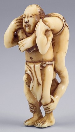 Katabori Netsuke, Acrobats 

Signature: Tomotane 

Ivory 

Late 18th c. 

Height: 4.5 cm