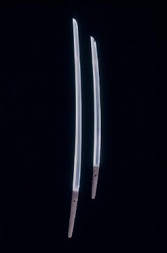 Daisho (Pair of Swords) 

  

Katana (Long Sword) 

Blade - signature: Ushu Shonai-ju Terutoshi, 1806 

Blade length: 69.5 cm 

  

Wakizashi (Short Sword) 

Blade- unsigned 

attributed to Furuyama Munetsugu; 19th c. 

Blade length: 50.8 cm 

  

Gift of Daniel and Hilda Lebow, New York 
