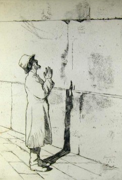 יהודי מתפלל ליד הכותל
