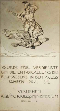 איור פרסומת לחיל האוויר הגרמני במלה"ע ה-I 

1914