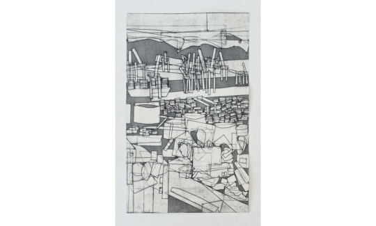 Talia Benabu, “The Port”, 2023, Collagraph