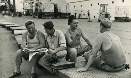 Photo Sadeh, Haifa, Longshoremen on a Break