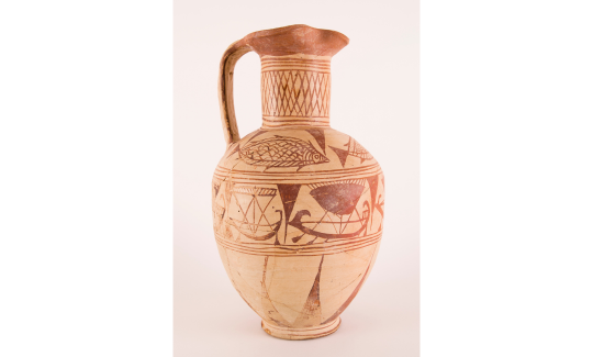 Jug Decorated with Ships and Fish, Etruscan, 7th