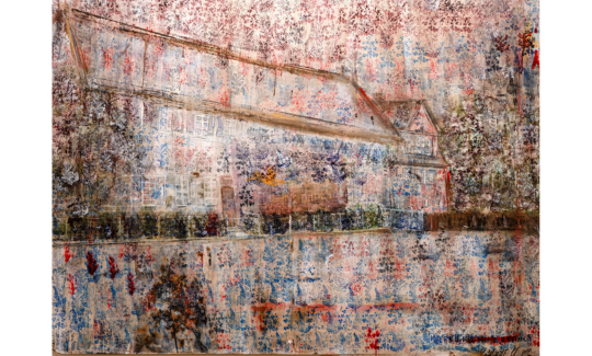 Kirschenhardthof, 2025, Ink print, chalk, acrylic