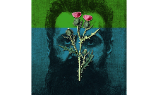Gil Goren, portrait of Theodor Herzl with purple