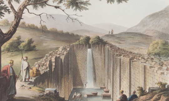 Fountain Of Siloam Near Jerusalem, hand-colored