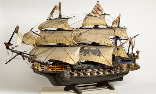 Model of a two-seater Swedish ship, 17th century