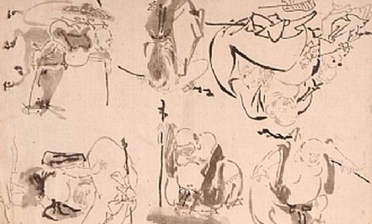 Kano Isen, Comic Sketches of Hotei, God of