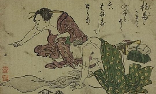 Attributed to Katsushika Hokusai, Flea, woodblock