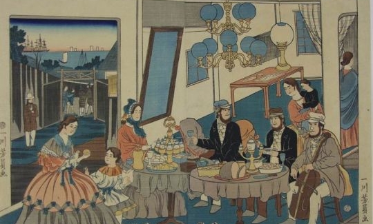 Utagawa Yoshikazu, Foreigners’ Party, 1860