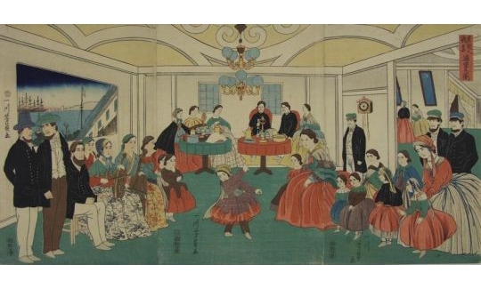 Utagawa Yoshikazu, Foreigners enjoying a Party