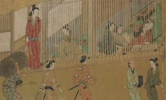 Anonymous artist, Street in Yoshiwara, late 17th