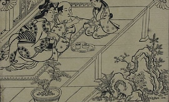 Hishikawa Moronobu, Lovers on a verandah, ca