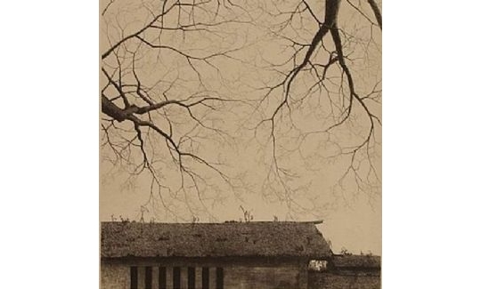 Tanaka Ryohei, Rooftop, 1972, etching, 90/100