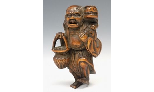 Katabori Netsuke, Gama Sennin, 19th c., wood