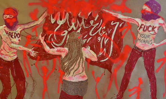 Inbal Mendes-FlohrFemen Women Burn Flags2016Posca