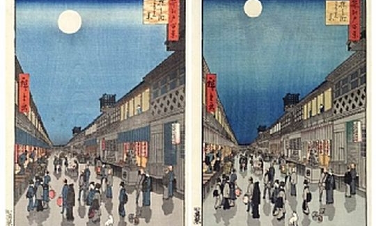Ando Hiroshige, Saruwakacho at Night, 1856