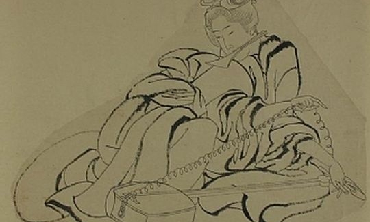 Katsushika Hokusai, Geisha Repairing a Shamise