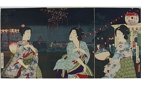 Toyohara Kunichika and Yasuji Inoue, Fireworks a