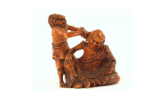 Homin, Demon cleaning a Rakan's ear, Katabori