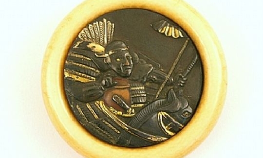 Minamoto no Tametomo, Kagamibuta netsuke, 19th c