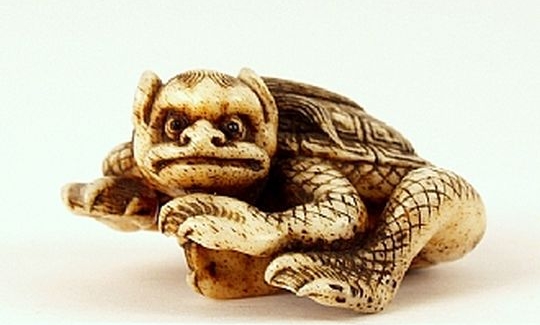 Kappa, 19th c., Katabori Netsuke, horn, bequest of