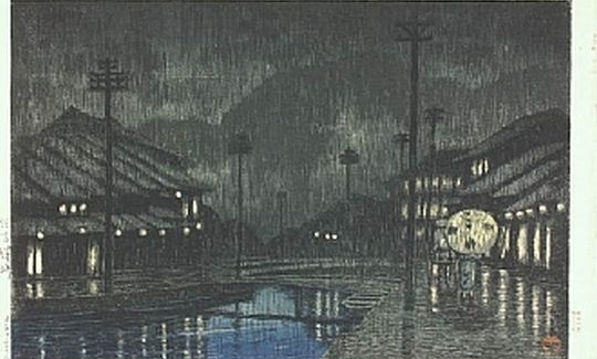 Village on a Rainy Night, Shirozaki in Tajima