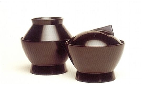 Covered Soup Bowls, 1986, Wajima-nori lacquered