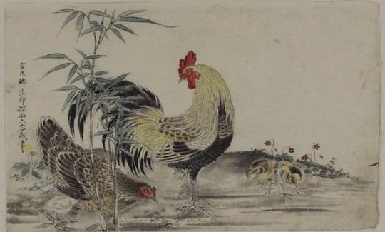 Anonymous artist, Cock and Hen amid Bamboo and