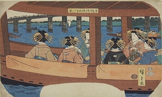 Ando Hiroshige, Azuma Bridge, Sumida River (Six