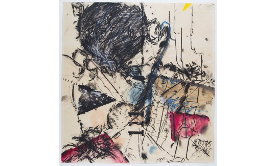 Composition, 1970Gouache, ink, colored chalk, oil
