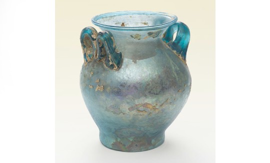 Cinerary urn,  Blown glass, Roman period, 1s