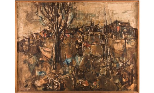 רות שלוס, נוף ובו צריפים, 1963